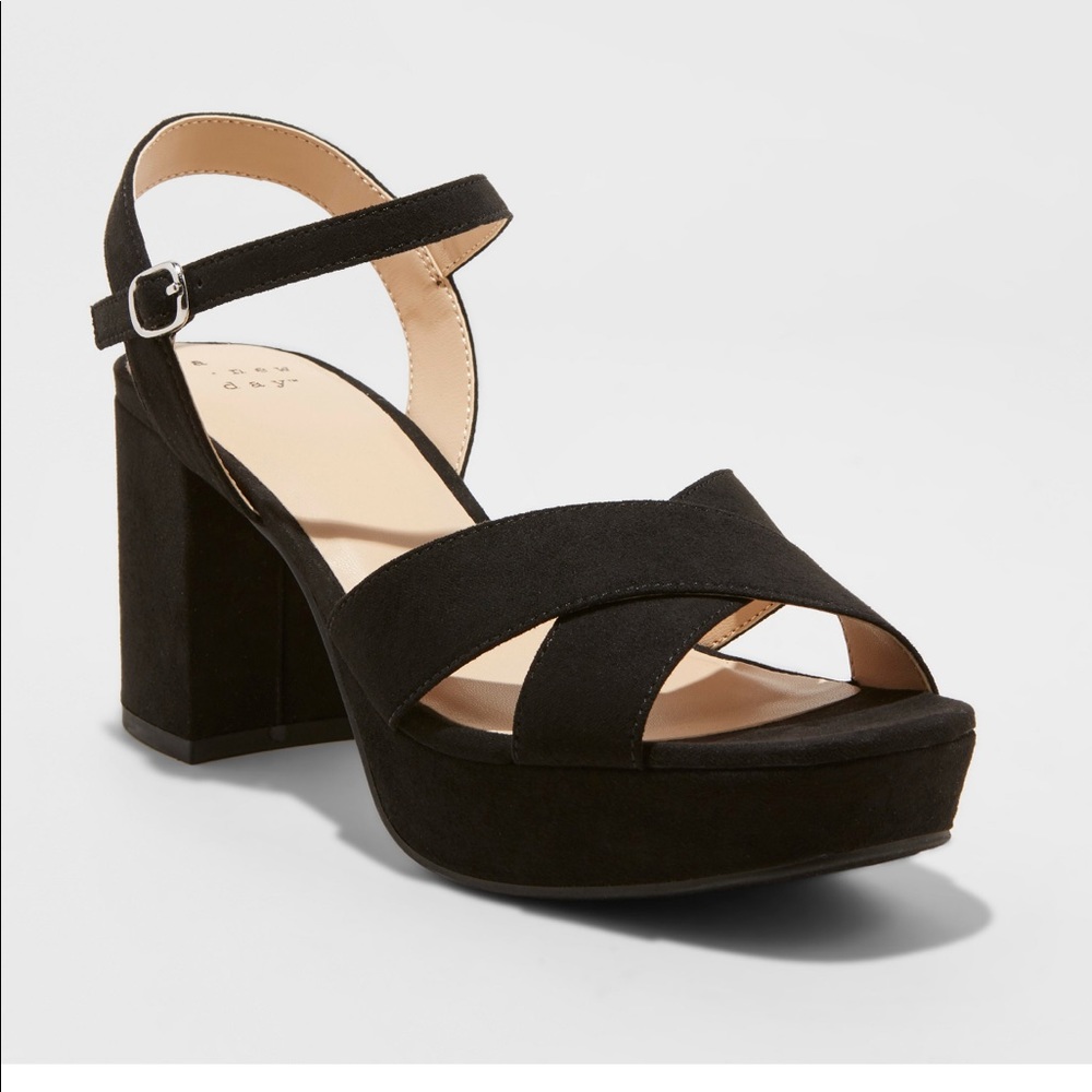 Chunky black heels